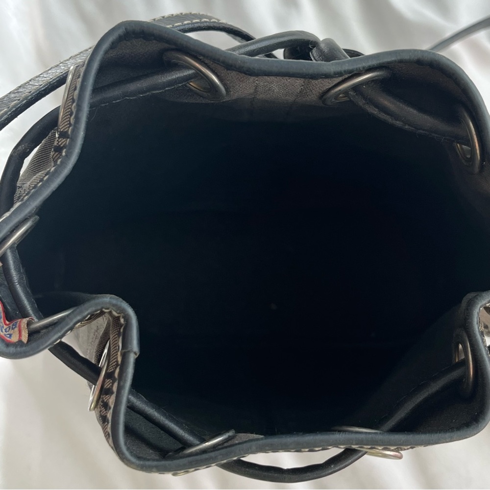 vintage dooney and bourke monogram canvas leather bucket bag made in usa - Picture 7 of 9